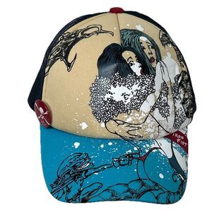 Iron Fist Graphic Trucker Hat & Pin Snapback Mesh Back Punk Goth Tattoo Art Y2K